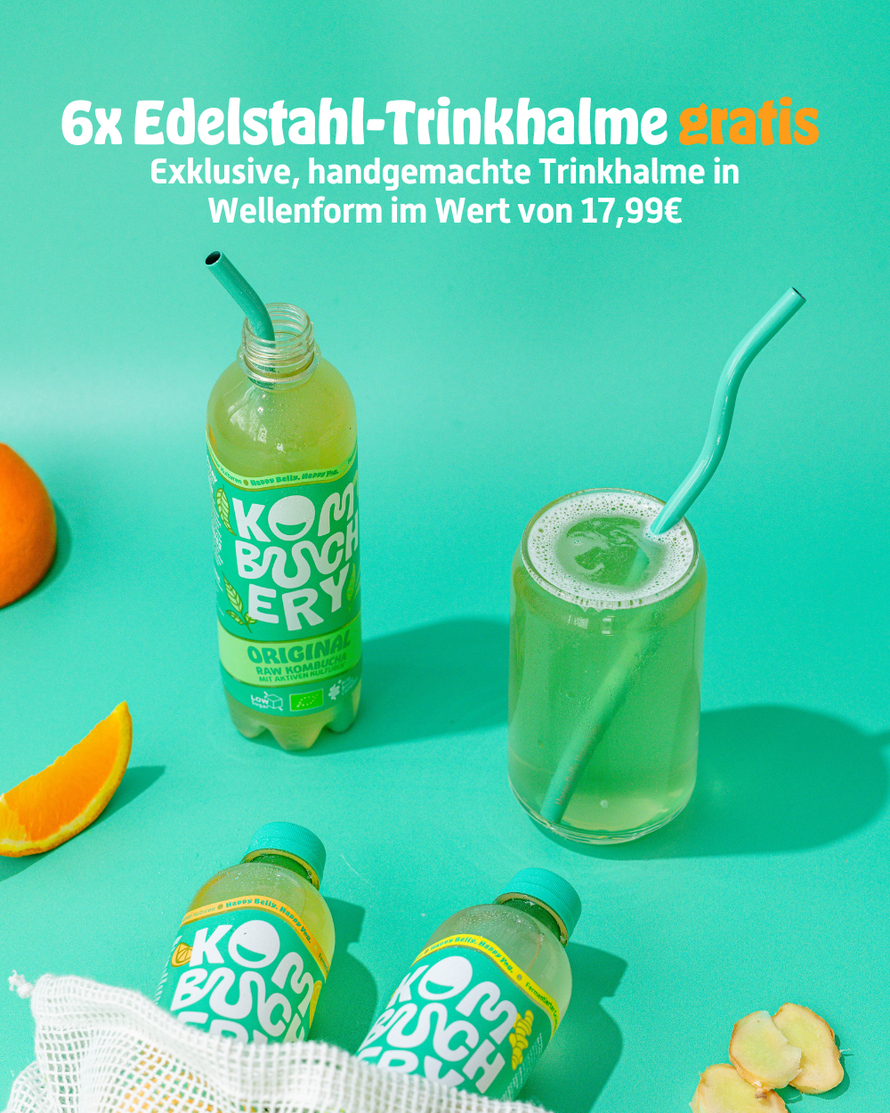 Mix Raw Kombucha & Signature Wave Straws